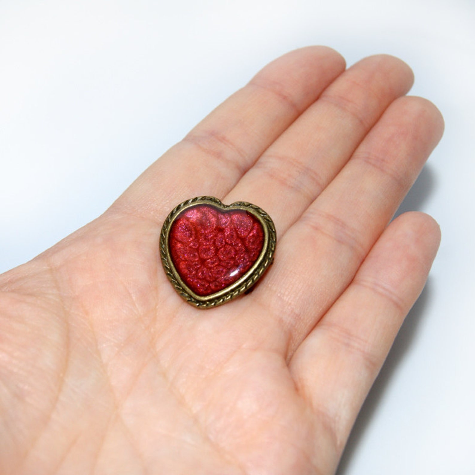 Heart brooch red brooch burgundy brooch Heart pin red pin Etsy