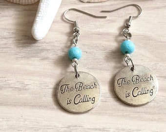 Silver Boho Beach Charm Dangle Earrings - Summer Vacation Jewelry - Unique Fun Gift for Friend