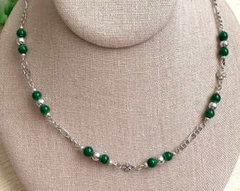 Long Shamrock Necklace - Celtic Jewelry - Emerald Green Beaded Necklace - St. Patrick's Day