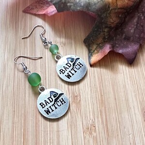Halloween Wicked Witch Dangle Earrings - Bad Witch Costume Jewelry - Fun Gift for Friend