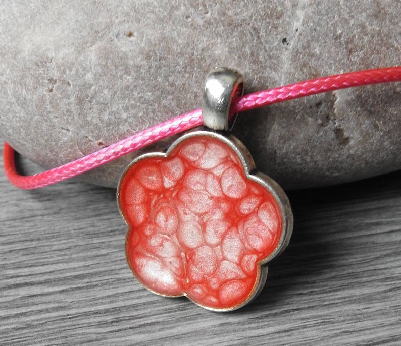 Resin Jewelry Pour Art Floral Jewelry Pink Flower Necklace
