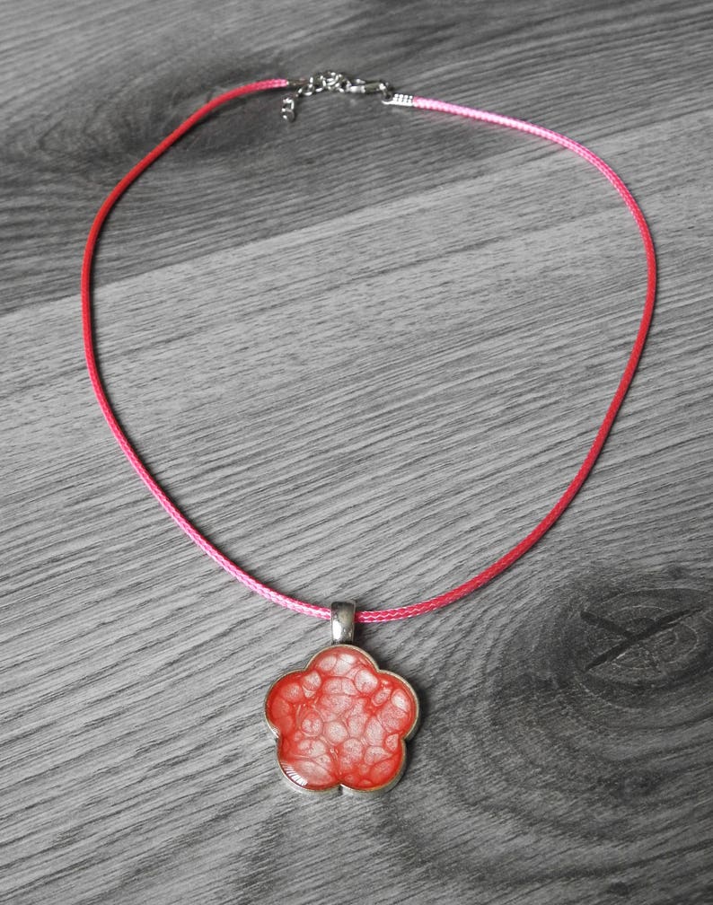 Resin Jewelry Pour Art Floral Jewelry Pink Flower Necklace
