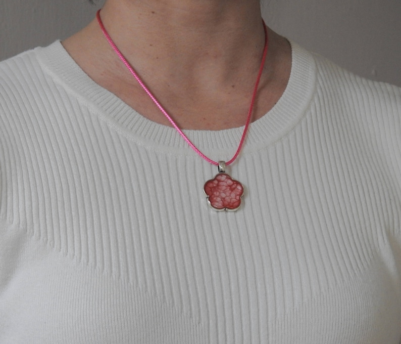Resin Jewelry Pour Art Floral Jewelry Pink Flower Necklace