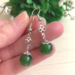 Emerald Green Beaded Shamrock Earrings - Four Leaf Clover Earrings - Celtic Jewelry - St. Patrick's Day