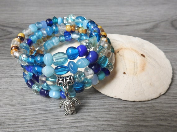 Items similar to Sea Turtle Bracelet - Blue Turtle Bracelet - Turtle ...