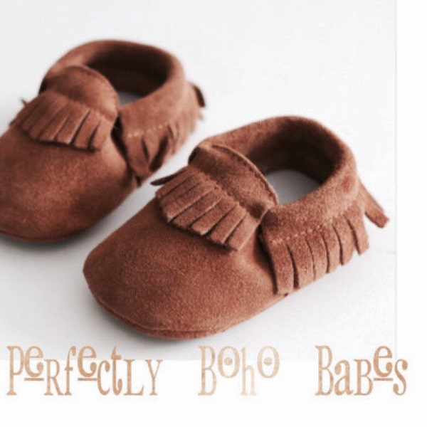 Toast Tan Baby Suede Leather Moccasins