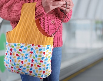 Yarn bag PDF sewing pattern, knitting bag, crochet bag, project bag, easy beginner sewing pattern (A4, US letter size, Projector file)