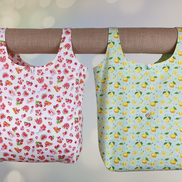 Eco bag PDF sewing pattern, reusable bag pattern, instant download, illustrated instructions A4 and US letter size