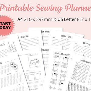 Sewing Planner PDF, printable sewing journal, instant download - A4/US letter