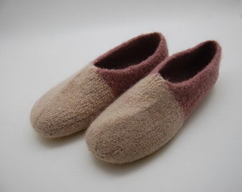 size 39/40 (Length 25 cm): Felted Slippers with Latex Sole