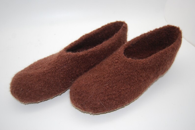 Gr. 40/41 Length 26 cm: Felted Slippers with Latex Sole / Filz-Hausschuhe mit Latexsohle Bild 1