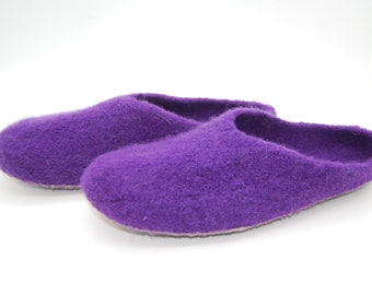 Gr. 44/45 (Length 28,5 cm): Felted Slippers with Latex Sole / Filz-Hausschuhe mit Latexsohle