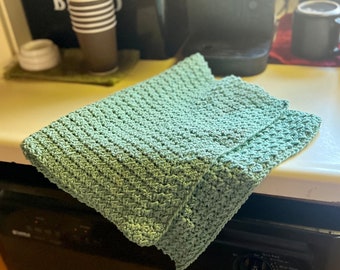 Linge à vaisselle fait main en mousse de mer au crochet vert - Doux, absorbant et durable essentiel pour la cuisine