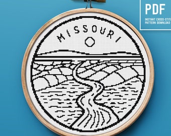 States of America cross stitch pattern, Missouri state, Easy cross stitch chart, embroidery pattern, PDF counted cross stitch, Home decor