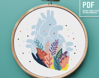 Heart shape cross stitch pattern, Anatomy Counted cross stitch chart, Embroidery pattern, Instant download PDF pattern