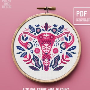 Female ovary Cross Stitch Pattern, Funny cross stitch, Flower theme, Feminist Embroidery pattern, Instant download PDF pattern, home decor