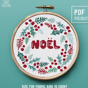 Christmas Cross Stitch Pattern, easy counted cross stitch chart, Christmas decoration, embroidery design, Instant download PDF