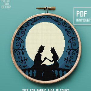 Princess Cross Stitch Pattern, Moon Themed Embroidery Pattern ...