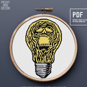 Skull Cross Stitch Pattern, Modern embroidery design, Halloween decoration, Spooky counted cross stitch chart, Instant download PDF