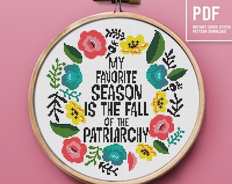 Feminism Cross Stitch Pattern, Women's movement quote, Modern Embroidery pattern, Instant download PDF