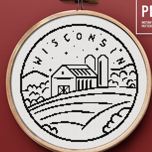 Wisconsin Cross Stitch Pattern Easy Cross Stitch Embroidery Etsy