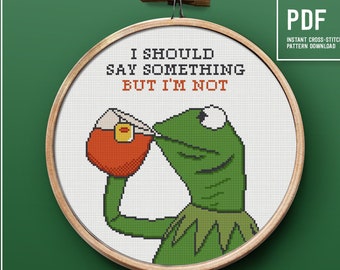 Meme cross stitch pattern, Funny quote counted cross stitch design, modern embroidery design, Home decor, PDF instant download