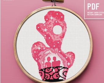 Princess silhouette cross stitch pattern, Cinderella theme, Embroidery design, gift idea for kids, Instant download PDF