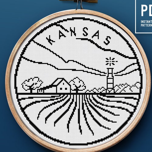 Kansas Landscape Cross Stitch Pattern Easy Cross Stitch - Etsy