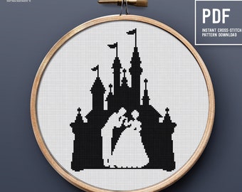 Easy Cross Stitch Pattern, Princes and Prince Embroidery design, Instant download PDF