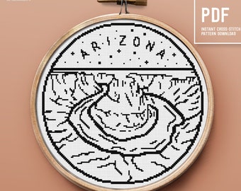 United States landscape cross stitch pattern, Arizona theme, Easy embroidery design, Home decor, Instant download PDF chart