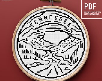 Tennessee cross stitch pattern, Easy counted cross stitch pattern, States of America Landscape, embroidery design, Home decor, PDF pattern