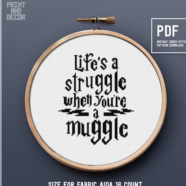 Funny quote cross stitch, magic and wizard theme, easy embroidery pattern, instant download PDF chart