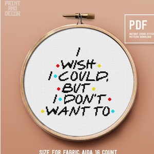 Friends cross stitch pattern, funny quote counted cross stitch design, easy embroidery, instant download PDF, creative gift idea