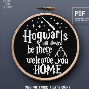 Magic symbol cross stitch pattern, easy embroidery pattern, Wizard HP theme, instant download PDF chart