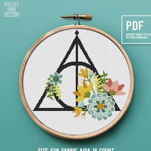 Magic symbol cross stitch pattern, creative gift idea, instant download PDF chart