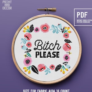 Subversive Cross Stitch Pattern, Funny saying counted cross stitch design, home decor, Modern embroidery, PDF instant download