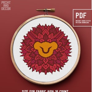 The Lion King inspired Modern Cross Stitch Pattern, Cute Animal theme, Instant download PDF pattern, xstitch chart, home decoration