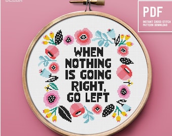 Funny quote Cross Stitch Pattern, Wall home decor, Modern embroidery design, PDF instant download