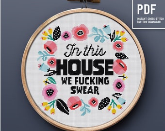 Funny saying Cross Stitch Pattern, Wall home decor, Creative gift idea, Modern embroidery design, PDF cross-stitch project