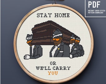 Dancing Pallbearers cross stitch pattern, Funny meme, Coffin dance embroidery pattern, Instant download PDF chart, funny gift idea