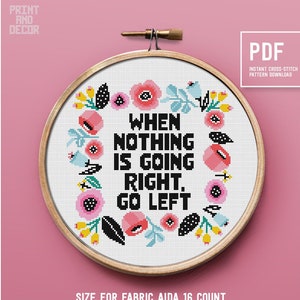 Funny quote Cross Stitch Pattern, Wall home decor, Modern embroidery design, PDF instant download