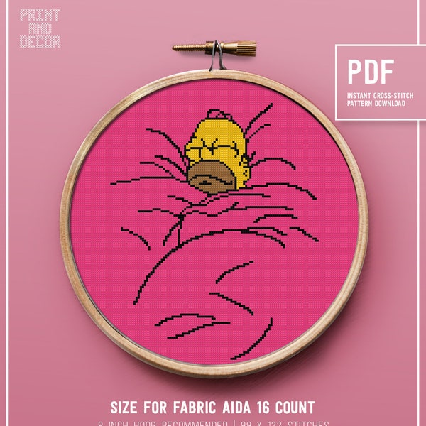 Funny cross stitch pattern, The Simpsons, Easy counted crossstitch, home decor, instant download PDF chart