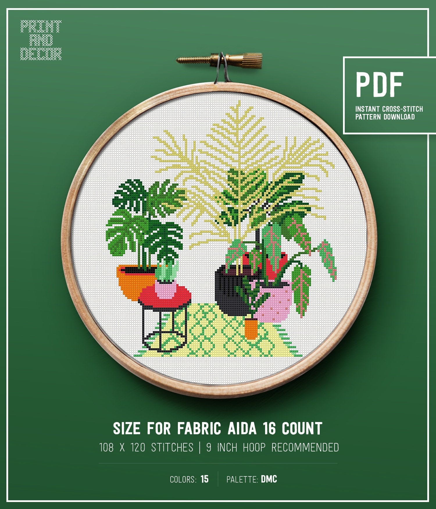 Plants cross stitch pattern, Cactus counted cross stitch PDF chart, modern embroidery pattern, funny personal gift idea