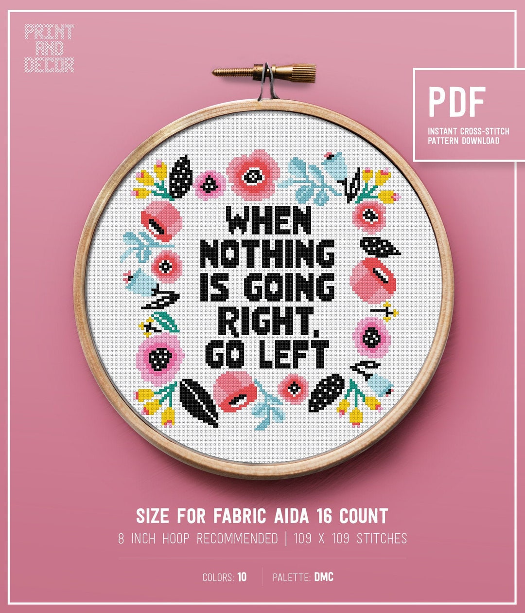 Funny Quote Cross Stitch Pattern, Wall Home Decor, Modern Embroidery ...