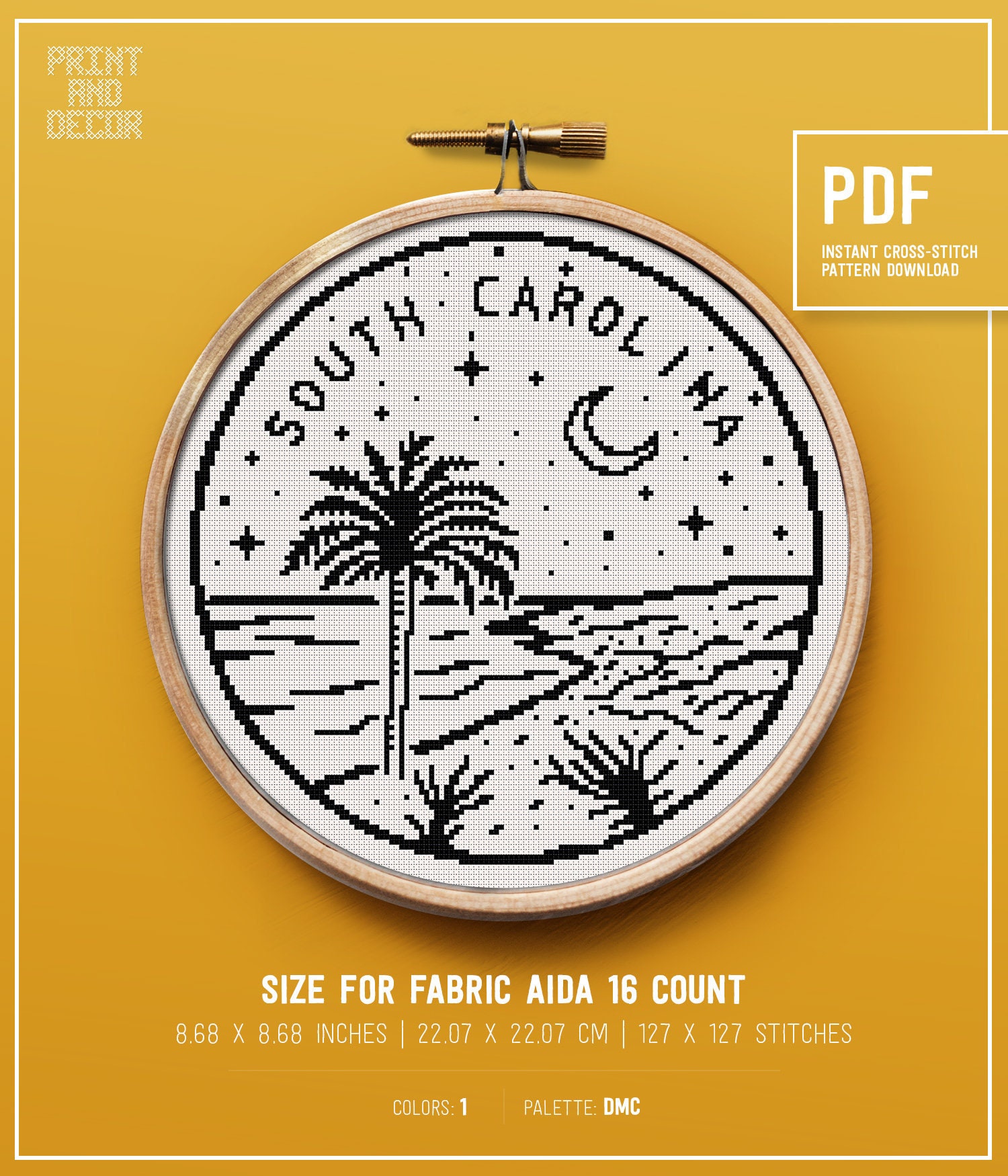 Sewing & Needlecraft South Carolina Cross Stitch Pattern United States