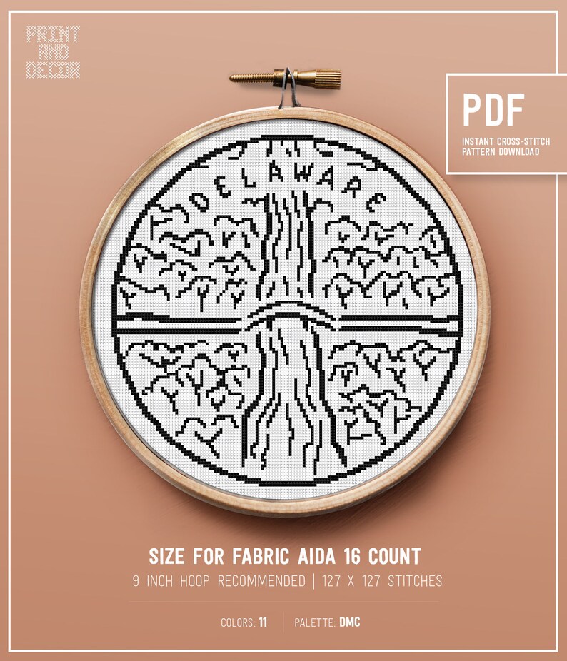 Delaware Cross Stitch Pattern United States Landscape Counted Etsy