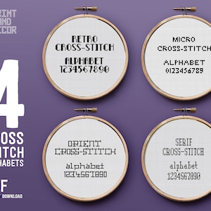 Alphabet Cross Stitch, Counted cross stitch fonts pattern, Easy alphabets for cross stitching, Instant download PDF pattern
