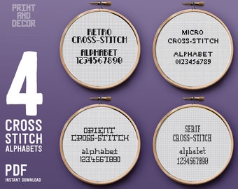 Alphabet Cross Stitch, Counted cross stitch fonts pattern, Easy alphabets for cross stitching, Instant download PDF pattern