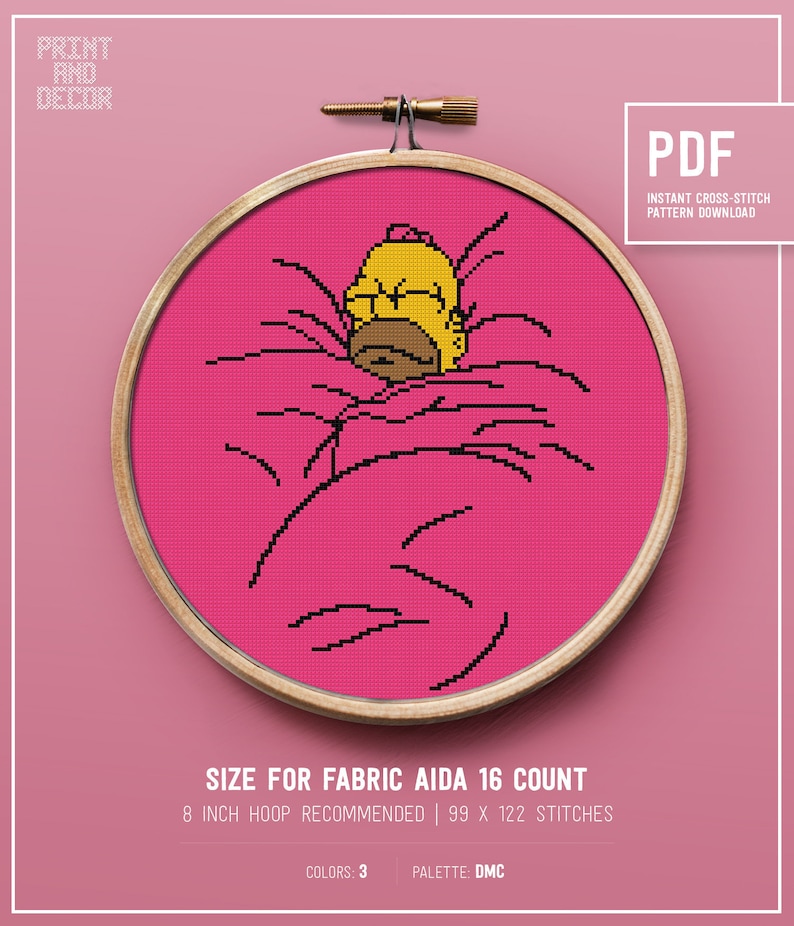 Funny Cross Stitch Pattern the Simpsons Easy Counted Etsy Homer simpson cross stitch pattern simpsons cross stitch