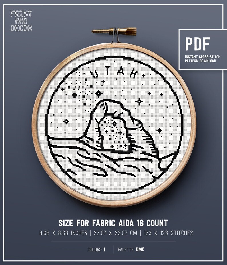 Utah landscape cross stitch pattern Easy cross stitch Etsy